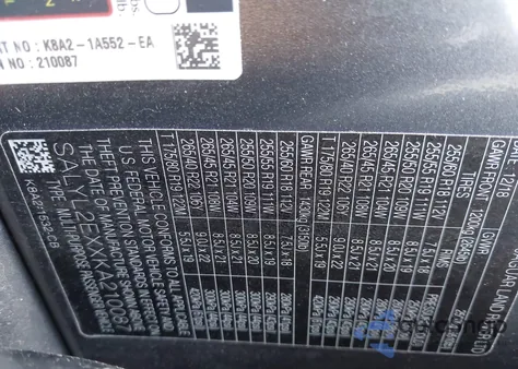 2019 Land Rover Range Rover Velar P250 R-Dynamic Se from USA, damaged, VIN SALYL2EXXKA210087